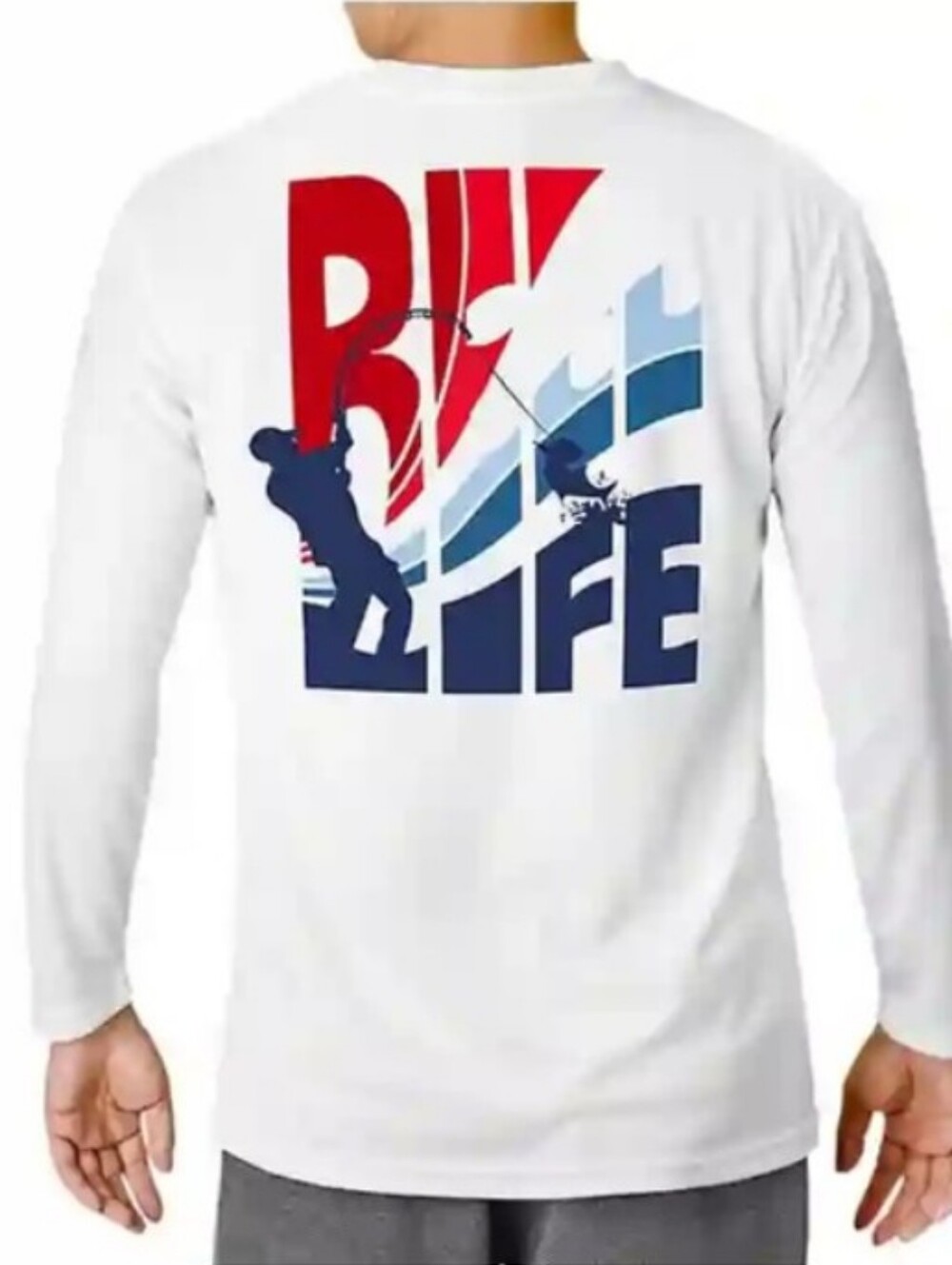NWT Reel Life Men's Long Sleeve UV Long Sleeve Crewneck White LARGE
